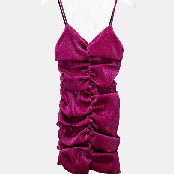 Area Fuchsia Ruched Mini Dress - Picture 2 of 11
